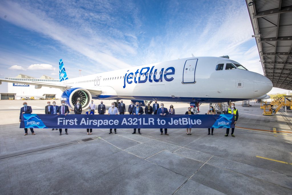 Entrega del primer A321LR con cabina "Airspace" a JetBlue. Foto: Airbus