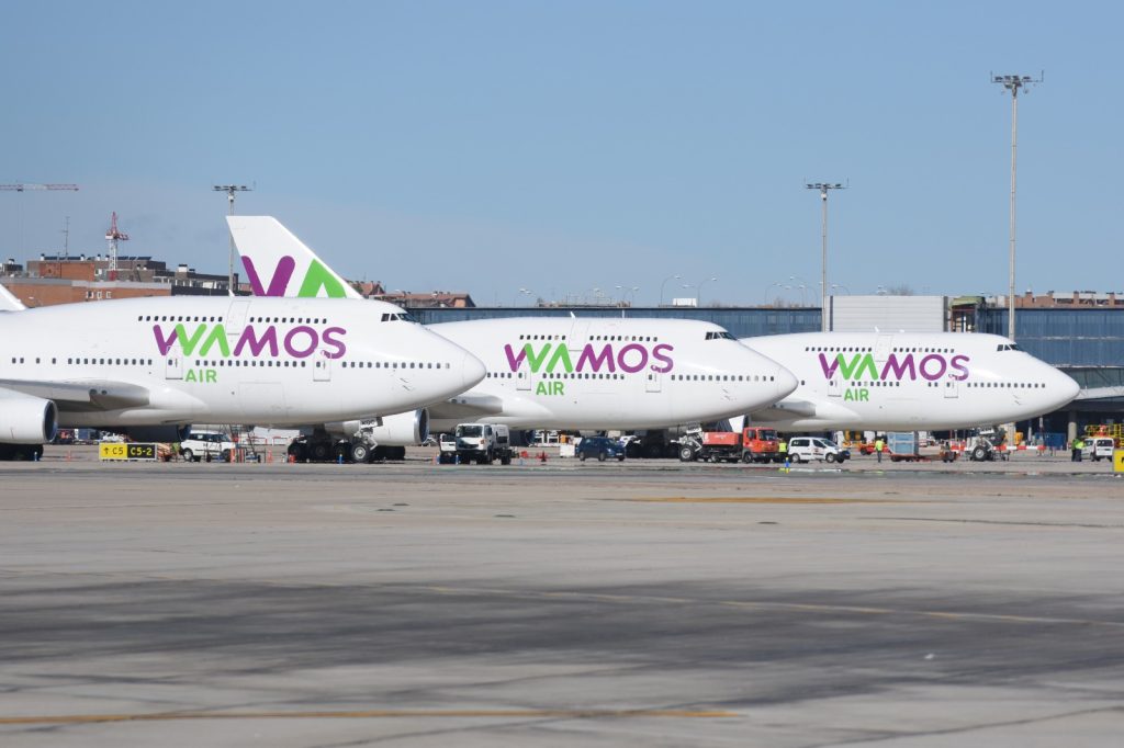 3 de los B747 de Wamos Air estacionados en Barajas.