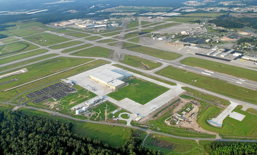 Vista aérea del aeropuerto internacional de Savannah en la actualidad.