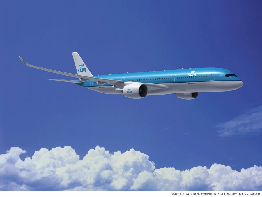 Recreación de un A350 con la librea de KLM