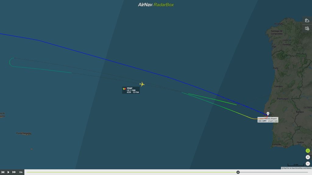 Ruta del vuelo TP207 del pasado 12 de septiembre