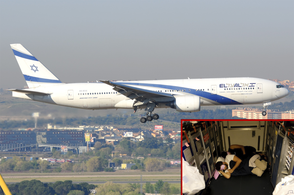 Boeing 777 de El Al y os pasajeros en uno de los vuelos. Foto del 777: Alberto González