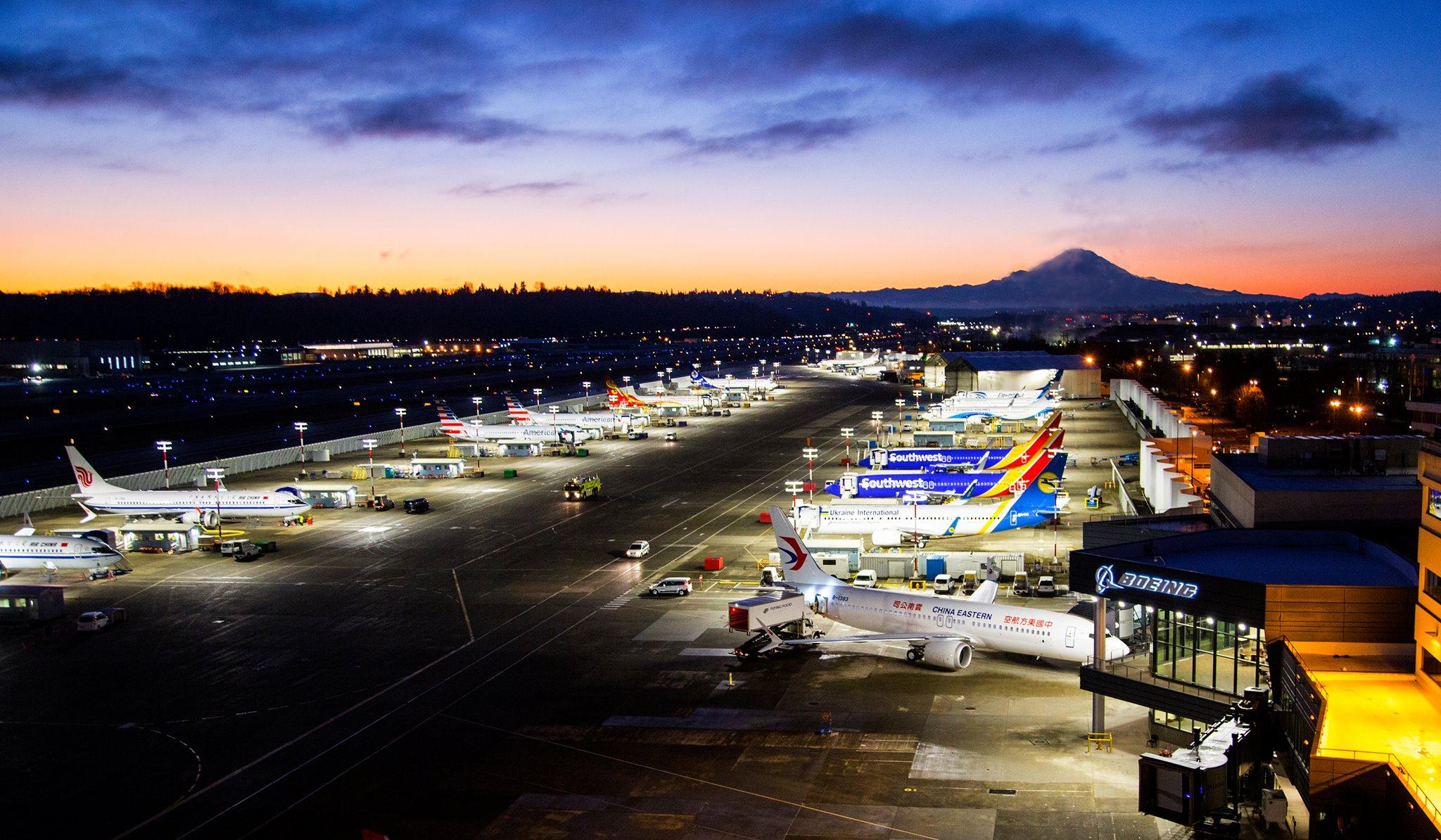 Vista general de una de las plataformas de Boeing en Renton, donde se fabrica el 737 MAX. Foto: Boeing