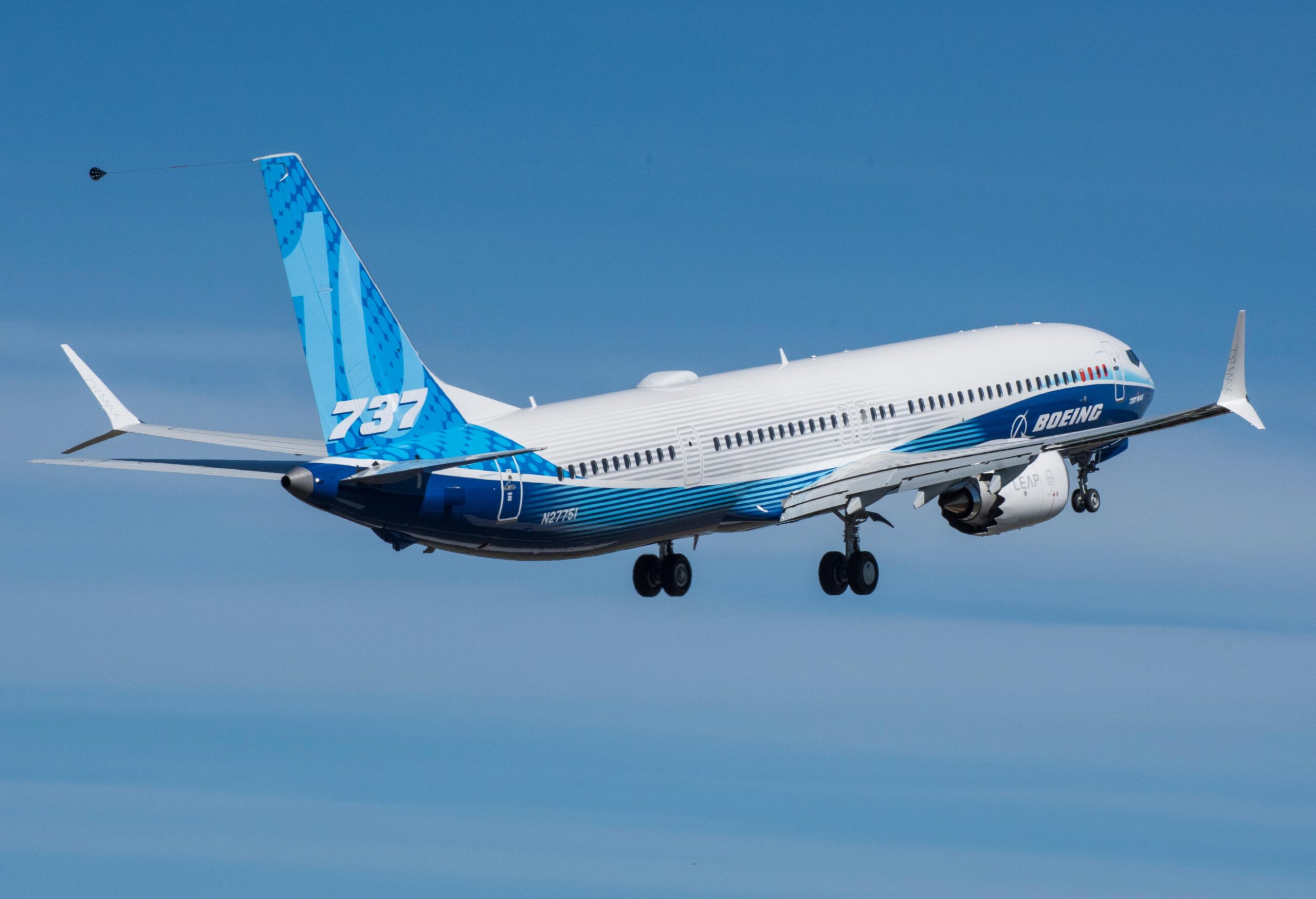 El primer MAX10 de pruebas durante su primer vuelo de pruebas el 18 de junio del 2021. Foto: Boeing