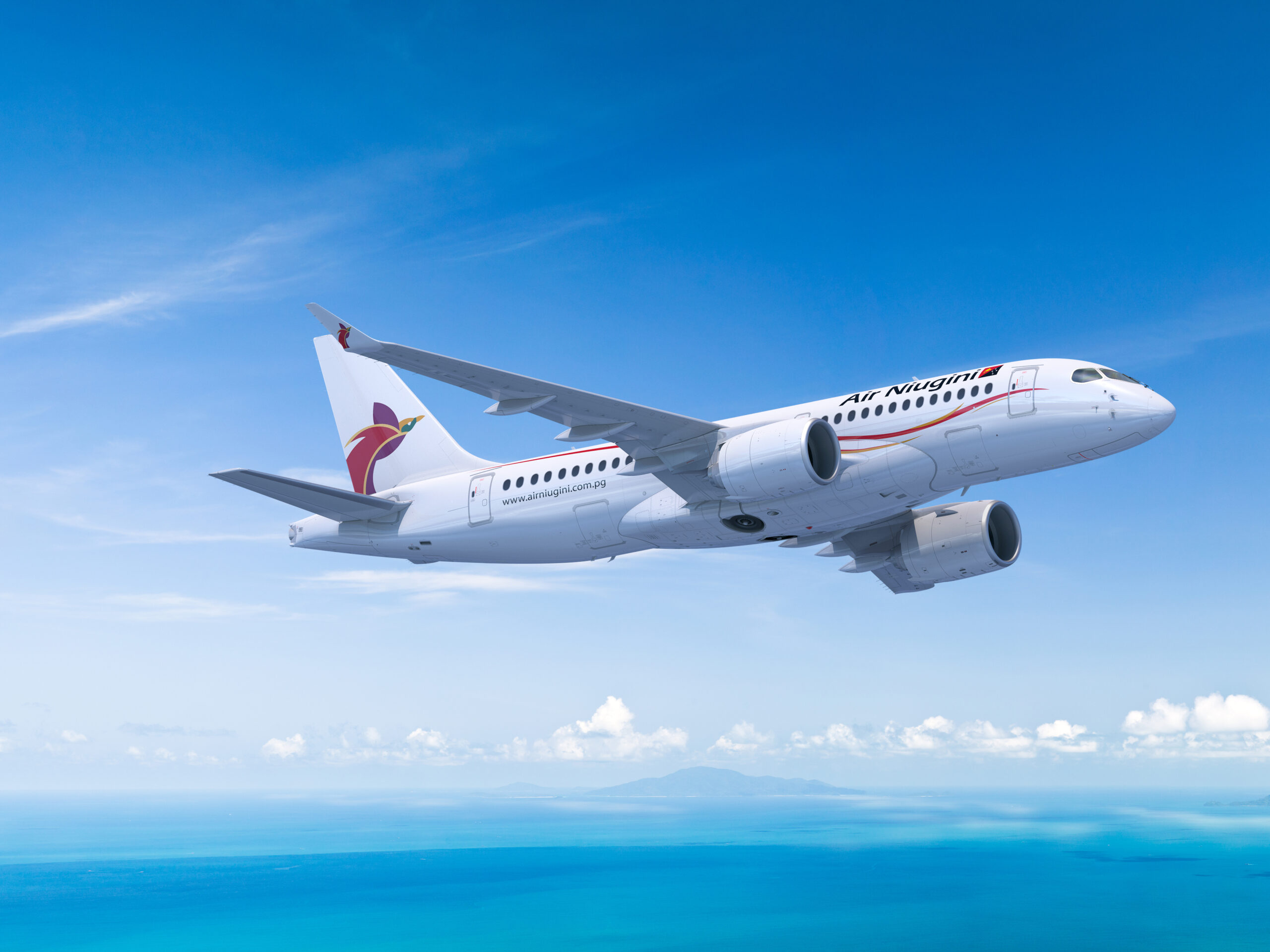 Recreación sobre uno de los futuros A220 de Air Niugini