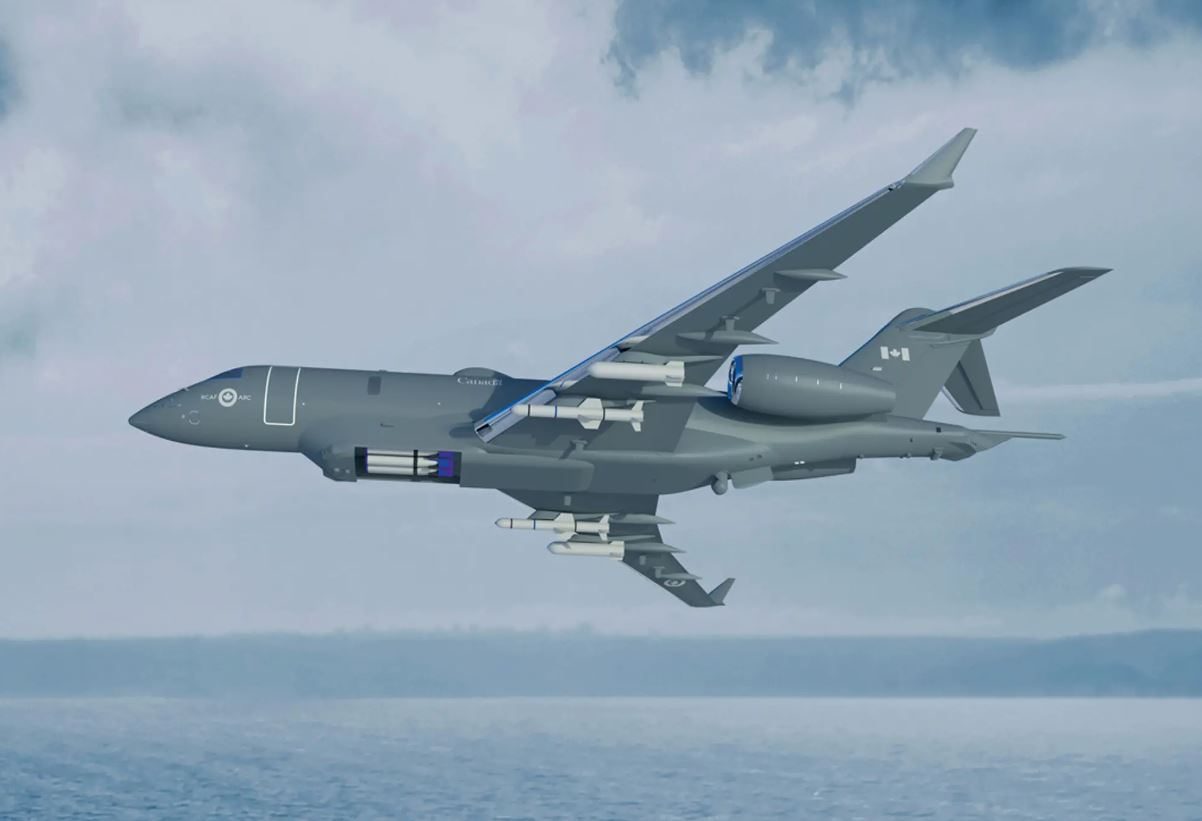 Concepto del avión multi misión basado en el Bombardier Global 6500. Foto: Bombardier Defense.