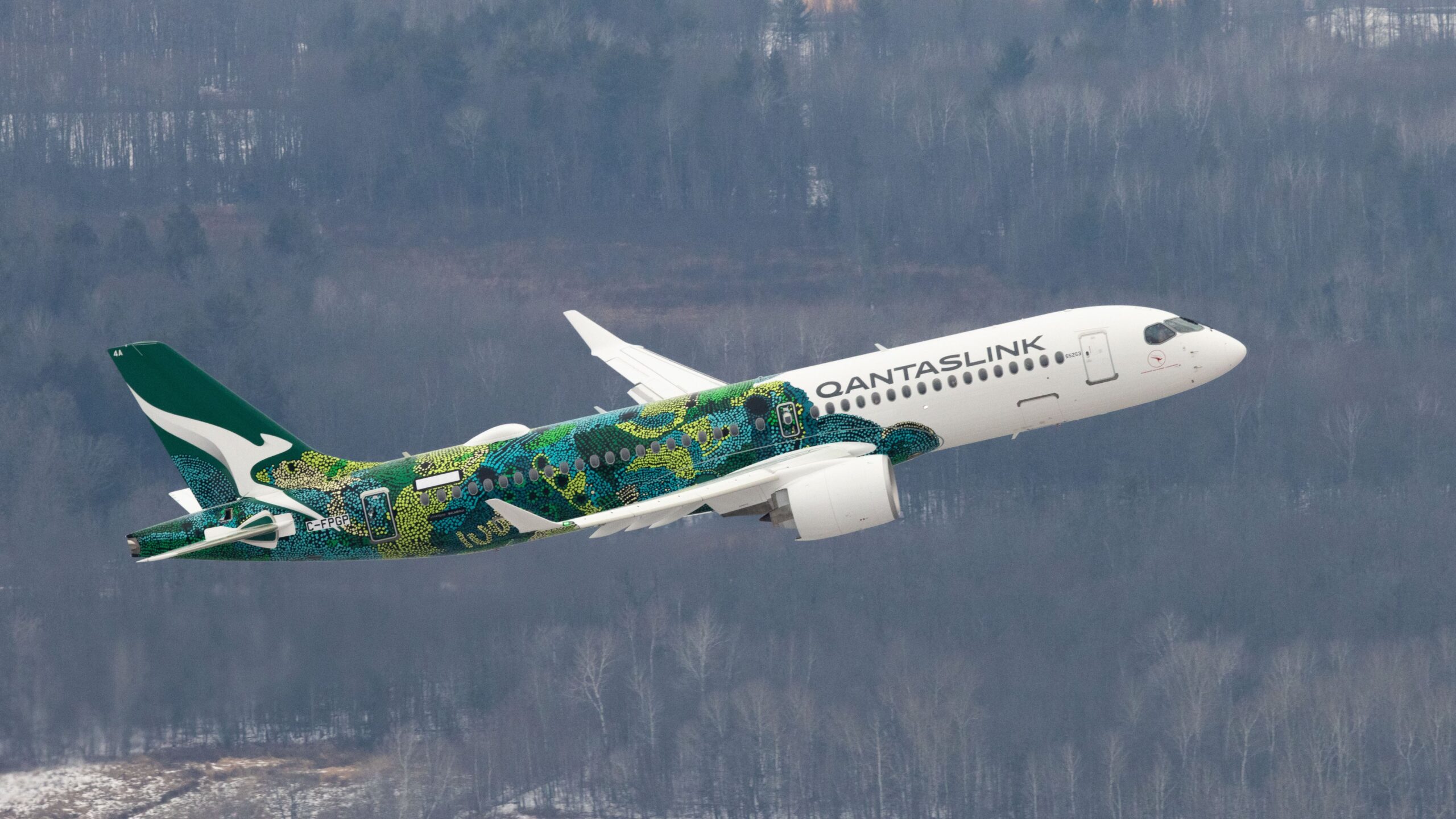 El primer Airbus A220 de Qantas llevará una decoración especial con colores en honor a los aborígenes. Foto: Airbus / Qantas